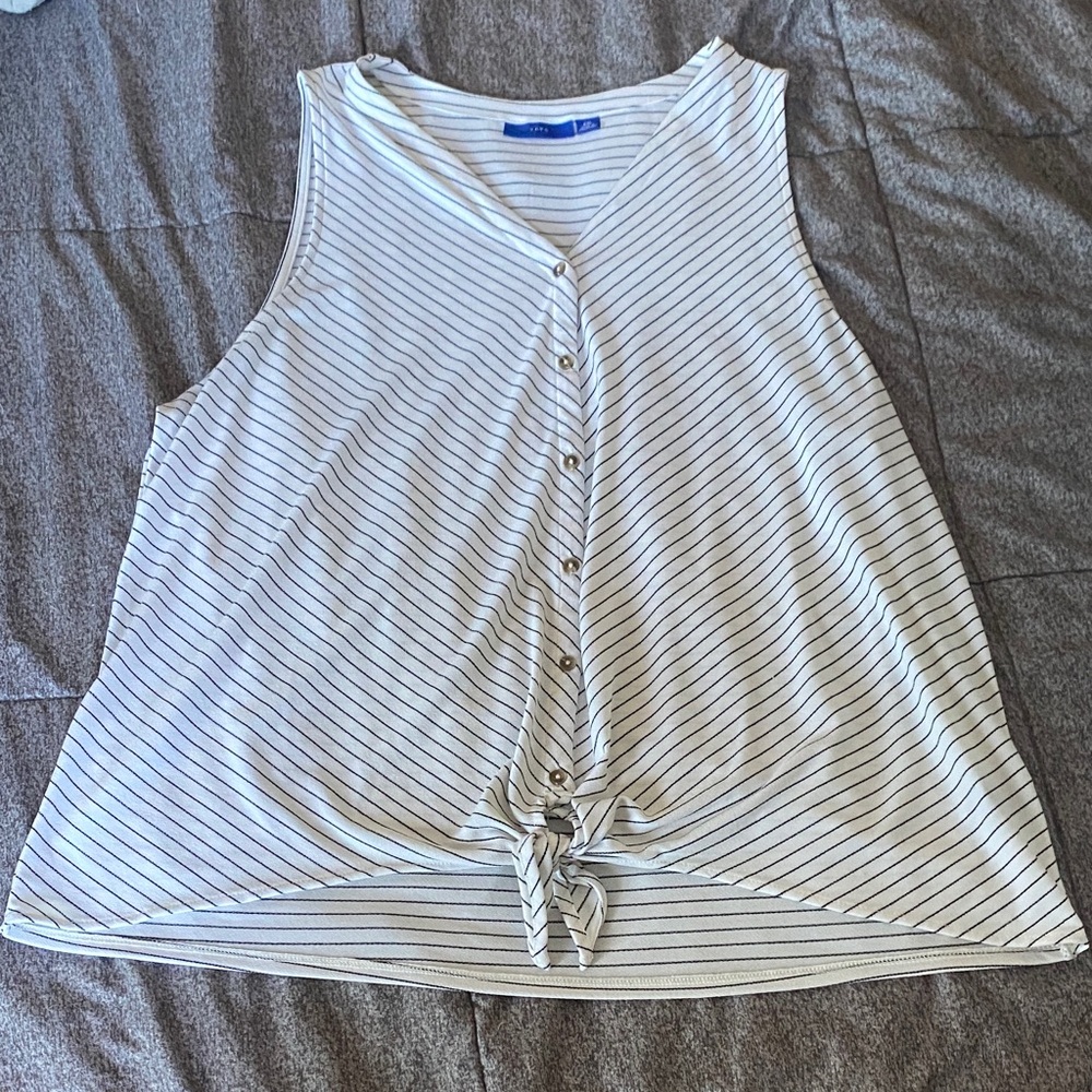 Apt. 9 Black and White Striped Tank Top